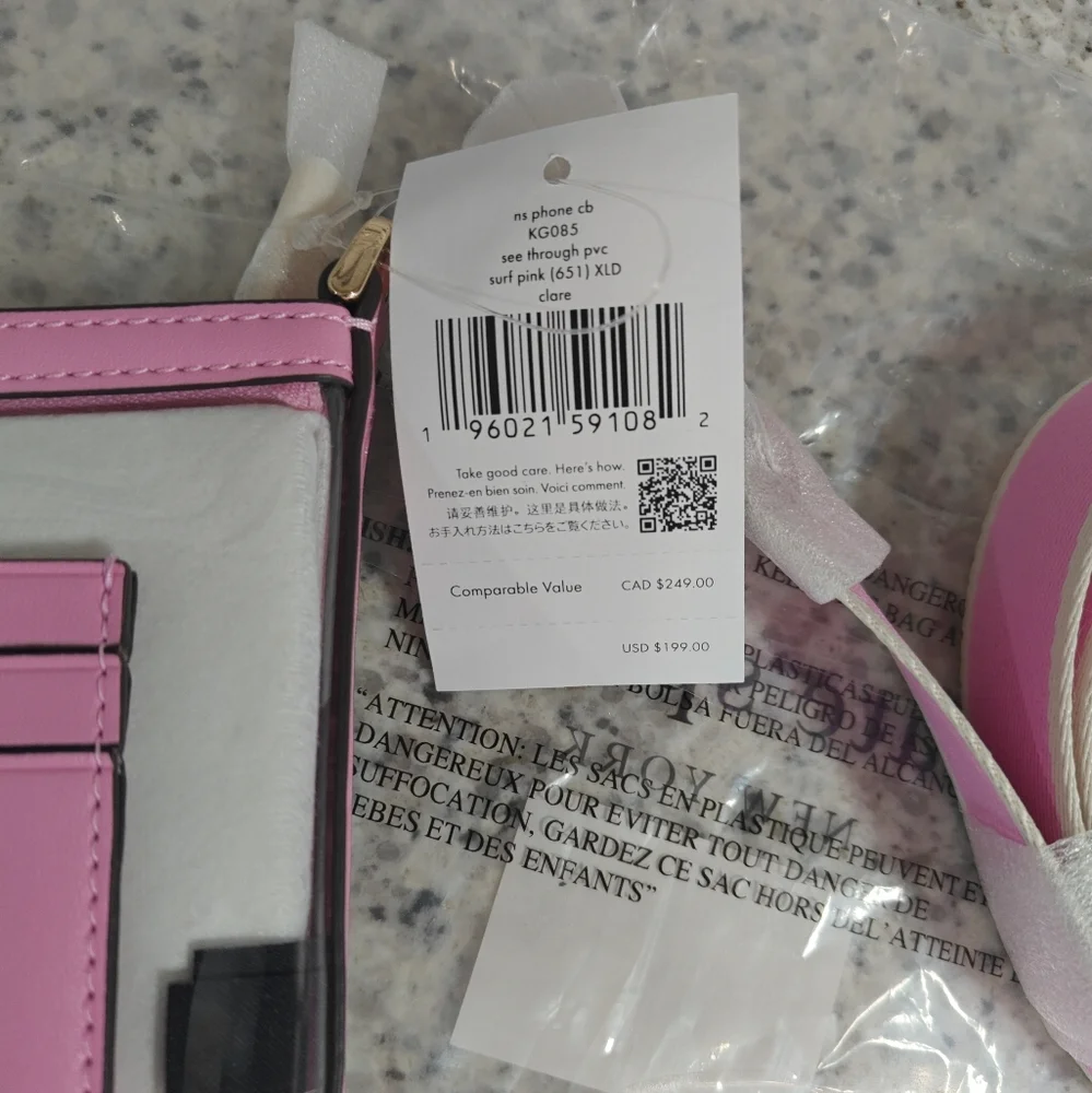 kate spade Clear Crossbody with Pink Trim